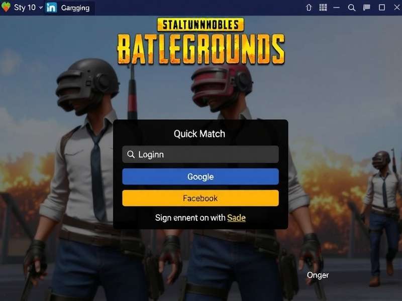 PUBG Mobile Quick Match login screen with Google and Facebook options